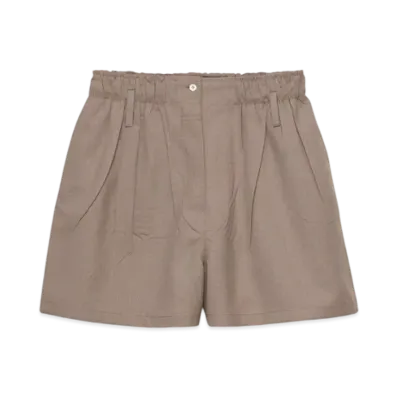 PRADA Women's Mouline Wool Shorts "Sand Beige"