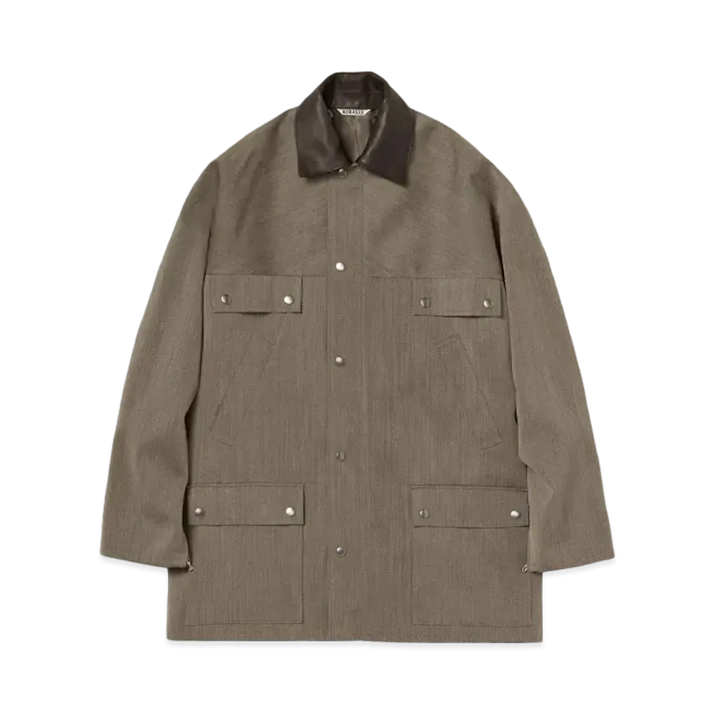 AURALEE Wool Cavarly Twill Laminate Hunting Blouson "Olive Brown"
