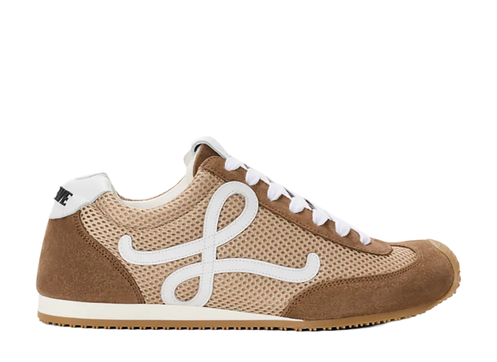 LOEWE Women's Ballet Runner 2.0 in Suede and Mesh "Nude/White/Brown"