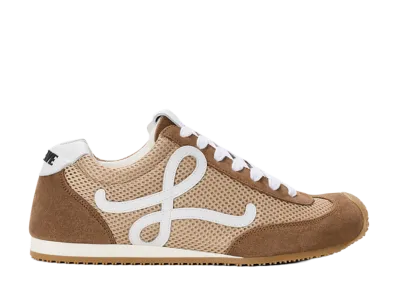 LOEWE Women's Ballet Runner 2.0 in Suede and Mesh "Nude/White/Brown"