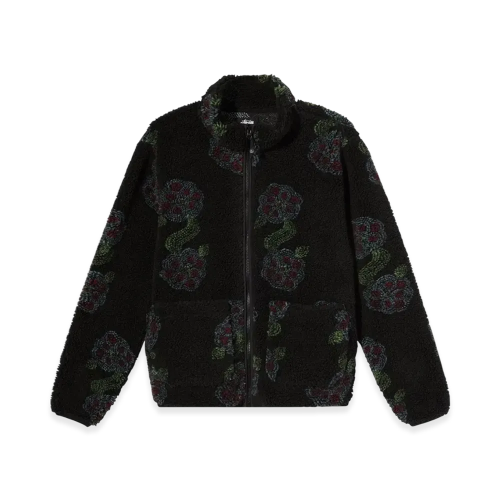 Stussy Flor Sherpa Mock Neck "Black"