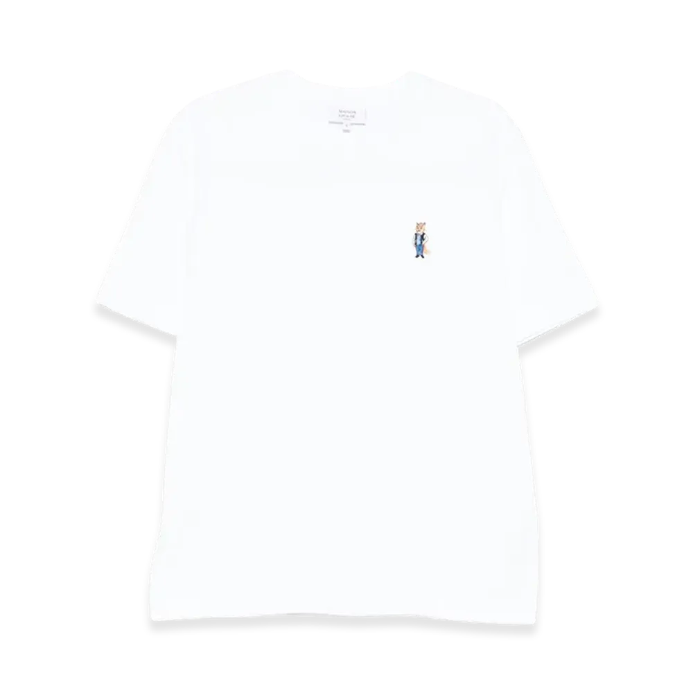 Maison Kitsune T-Shirt With Dressed Fox Embroidery "White"