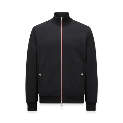 MONCLER Tricolor-Trimmed Cotton Zip-Up Sweatshirt "Night Blue"