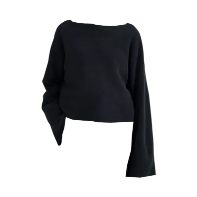 T.T Taiga Takahashi Women's Cashmere Bateau Neck Pullover "Black"