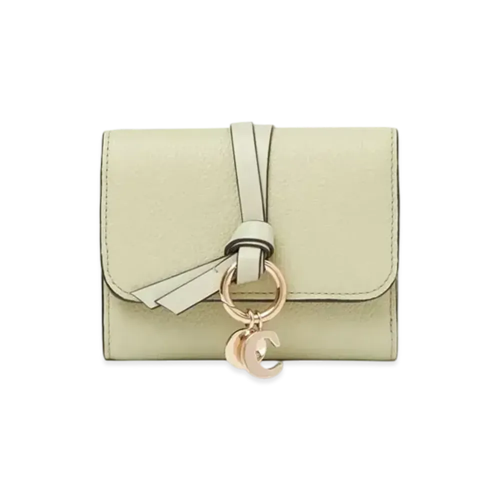 Chloe Small Alphabet tri-fold in grained leather "Light Eucalyptus"