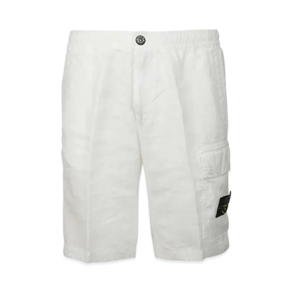 Stone Island L1201 Linen Bermuda Shorts - 21SS "White"