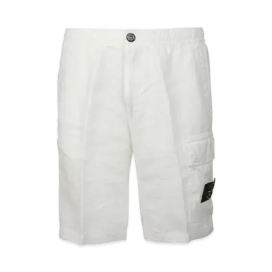 Stone Island L1201 Linen Bermuda Shorts - 21SS "White"