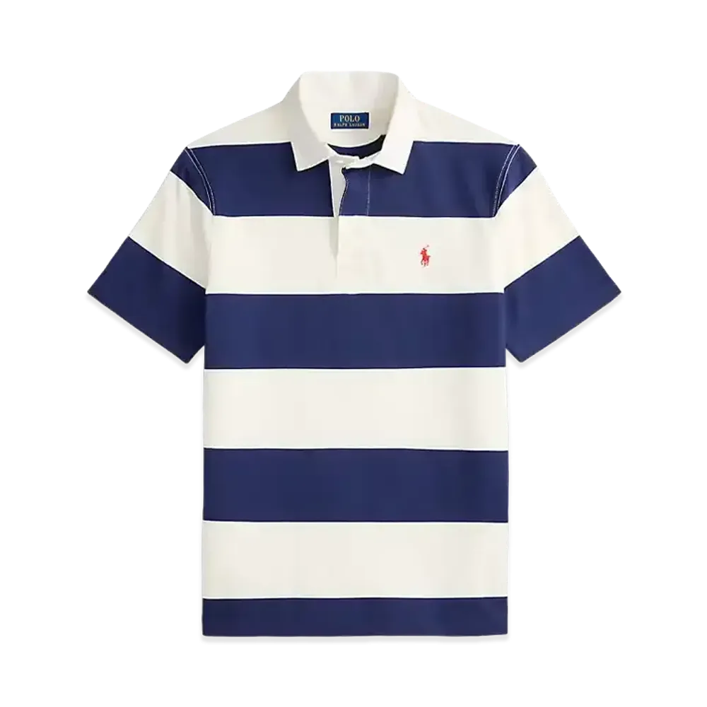 Polo Ralph Lauren Classic Fit Short Sleeve Rugby Shirt "White/Blue"
