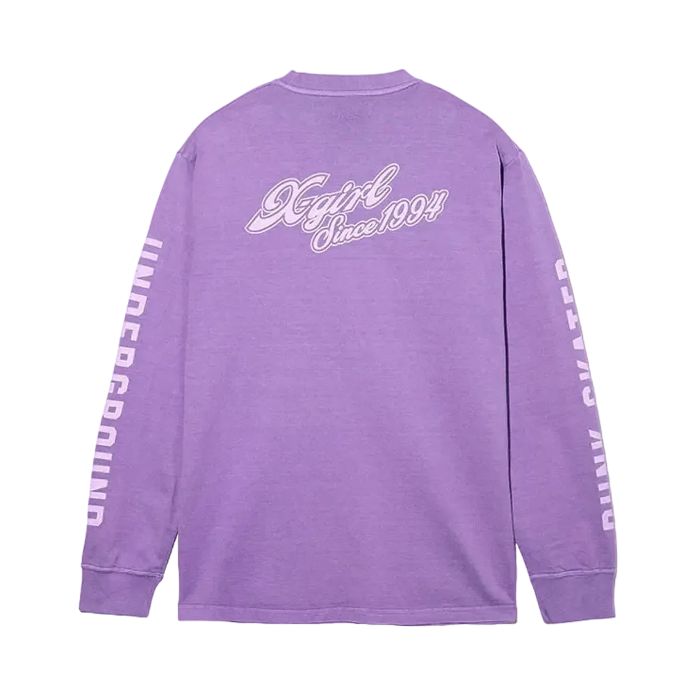 X-Girl Face & Cursive Logo L/S Tee "Purple"