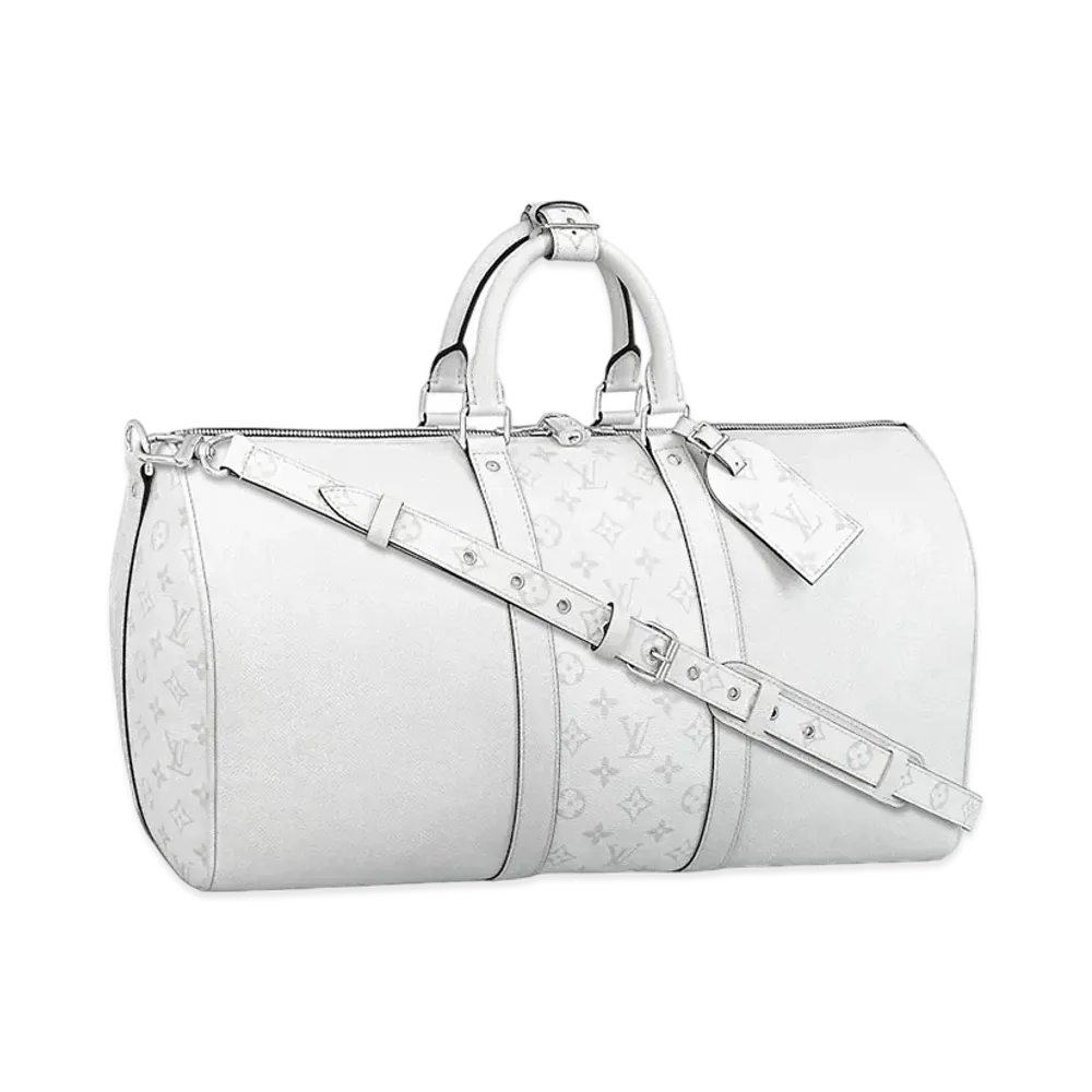 Louis Vuitton Keepall Bandouliere 50 Taigarama "Optic White"