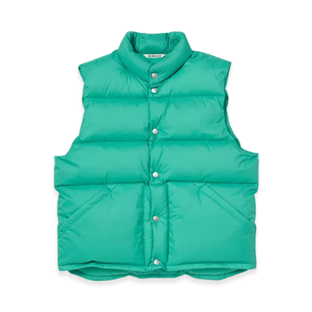 AURALEE Super Light Nylon Ripstop Down Vest "Jade Green"