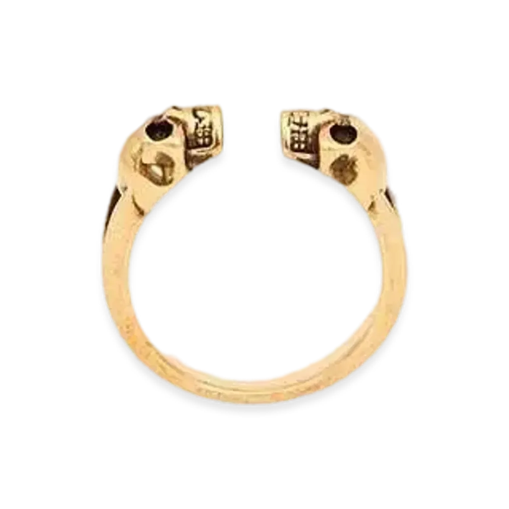 Alexander McQUEEN Twin Skull Ring "Antique Gold"