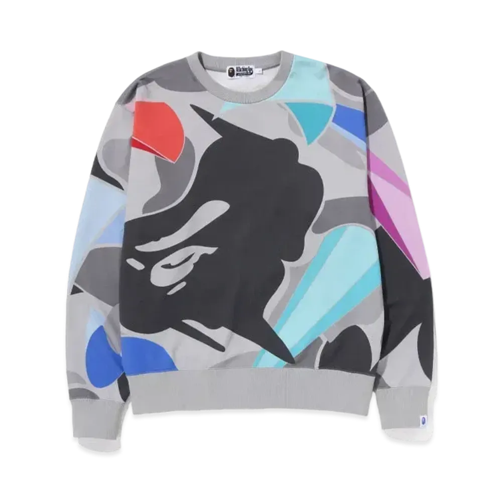 A BATHING APE x LOUIS DE GUZMAN Camo Relaxed Fit Crewneck "Gray"