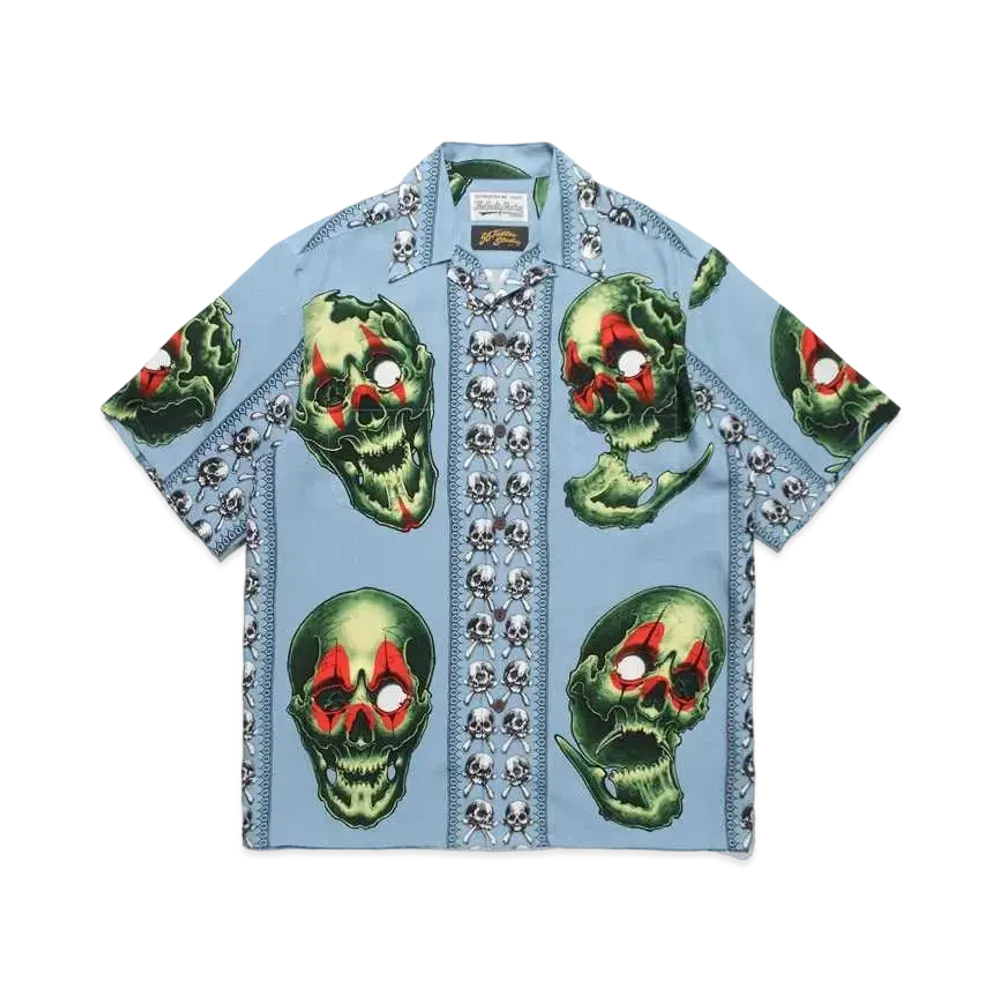WACKO MARIA PARADISE TOKYO Summer Festival 56 Tattoo Studio Hawaiian Shirt "Light Blue"