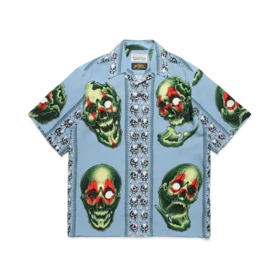 WACKO MARIA PARADISE TOKYO Summer Festival 56 Tattoo Studio Hawaiian Shirt "Light Blue"