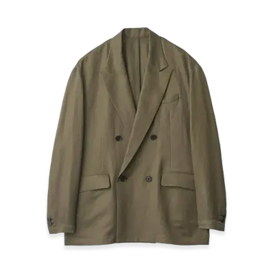 ssstein Silk Linen Twill Double Breasted Blazer "Khaki"