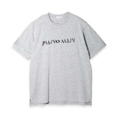 ENGINEERED GARMENTS Printed Cross Neck T-shirt - Piano "Gray"