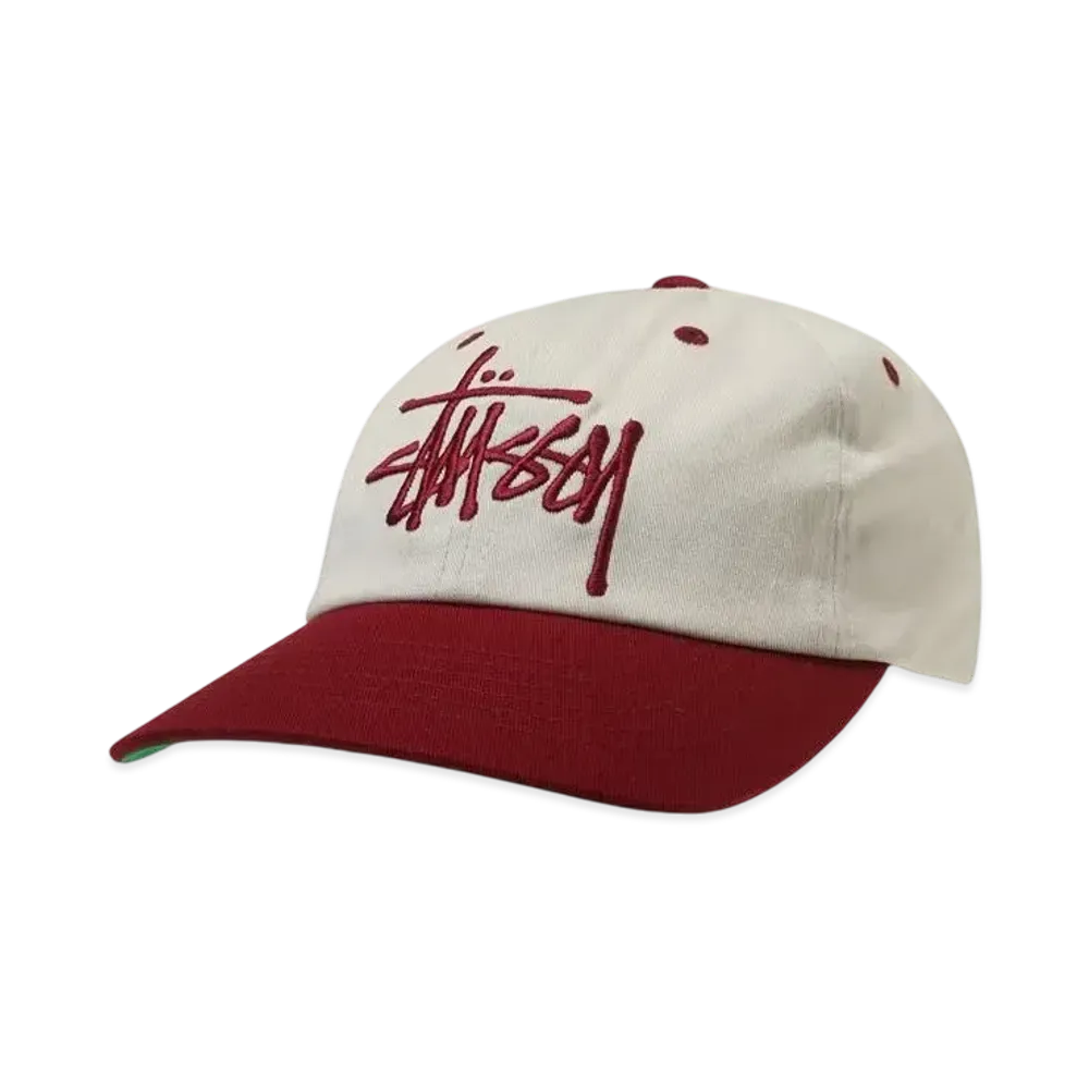 Stussy Low Profile Big Basic Snapback "Natural/Wine"
