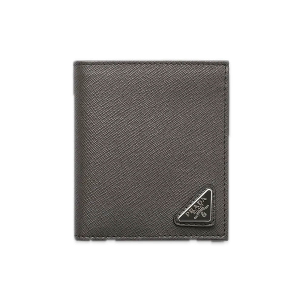 PRADA Saffiano Triangle Wallet "Gray"