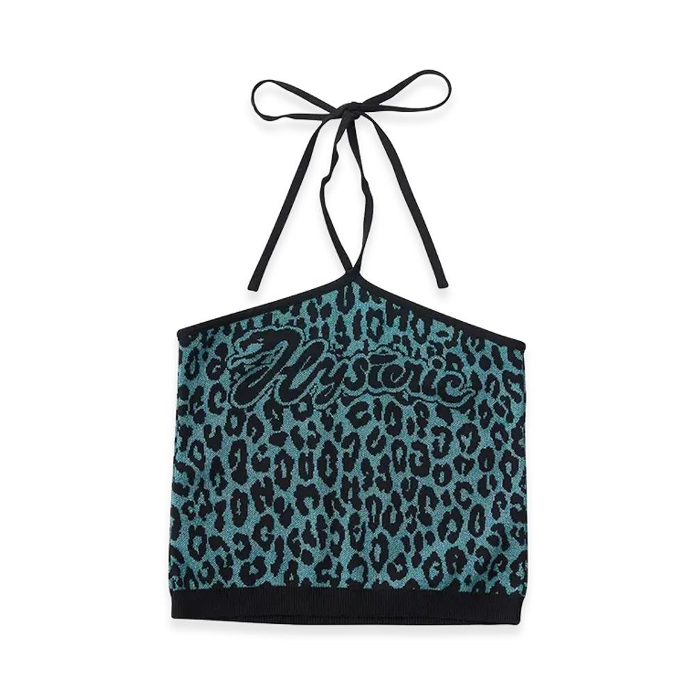 HYSTERIC GLAMOUR Women's Snake Logo Jacquard Halter Neck "Blue"