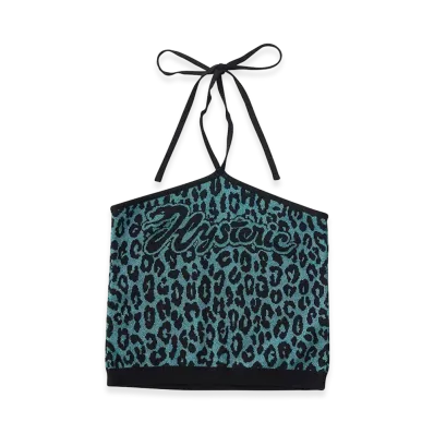HYSTERIC GLAMOUR Women's Snake Logo Jacquard Halter Neck "Blue"