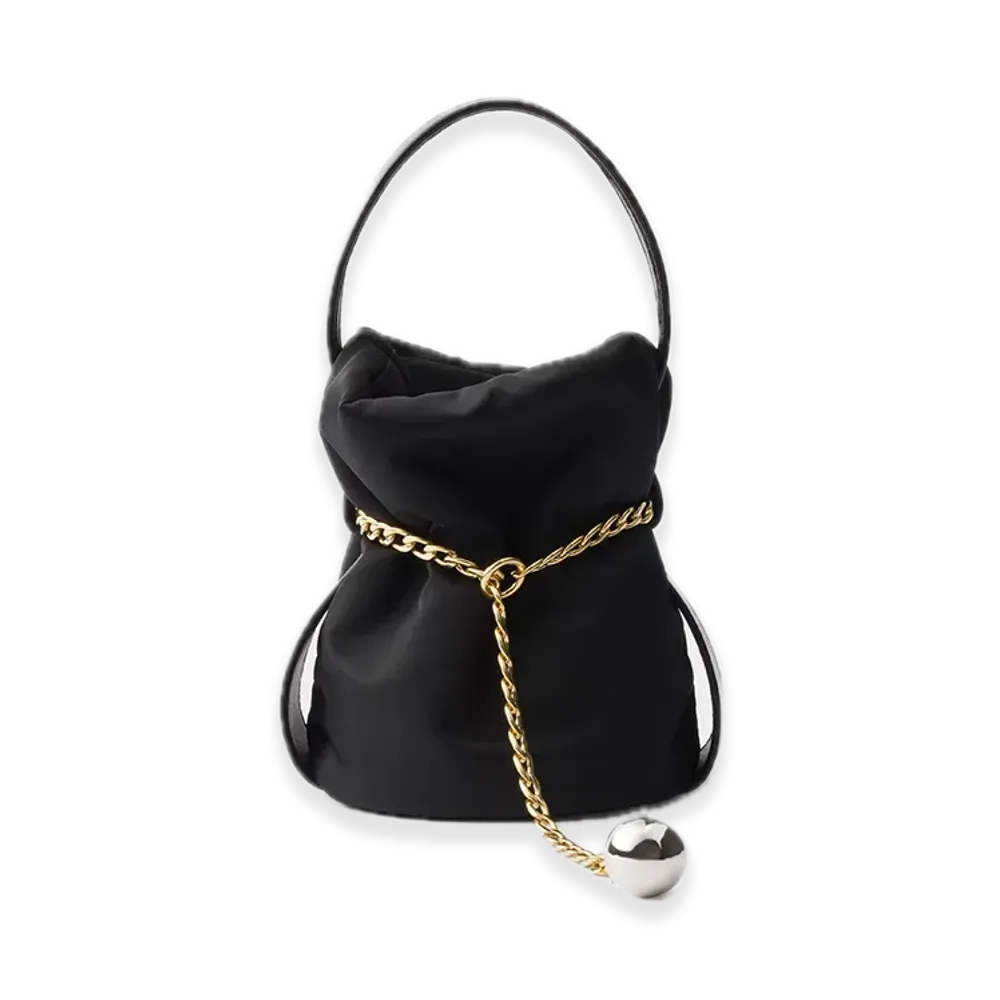 PRADA Petit Sac Noir Re-Nylon x Nappa Leather Mini Bucket Bag "Black"