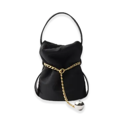 PRADA Petit Sac Noir Re-Nylon x Nappa Leather Mini Bucket Bag "Black"