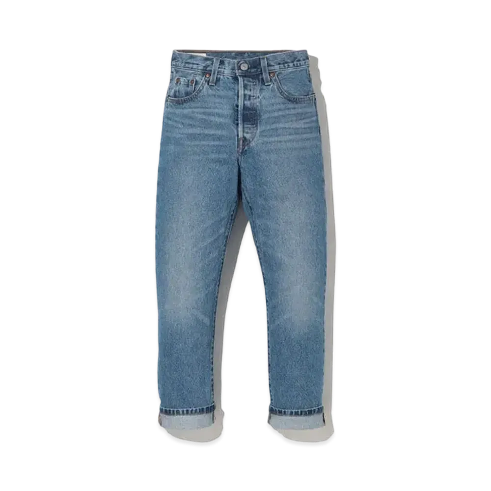 Levi's 501 Crop Medium Indigo Worn In "Blue"
