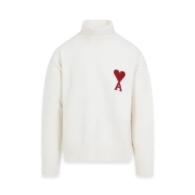 AMI PARIS Women's Ami De Coeur Turtleneck Sweater "White"