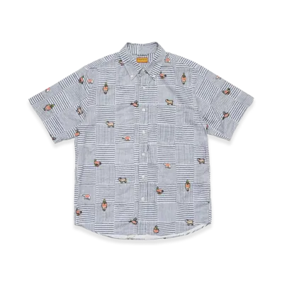 HUMAN MADE Patchwork Printed S/S Shirt "Navy"