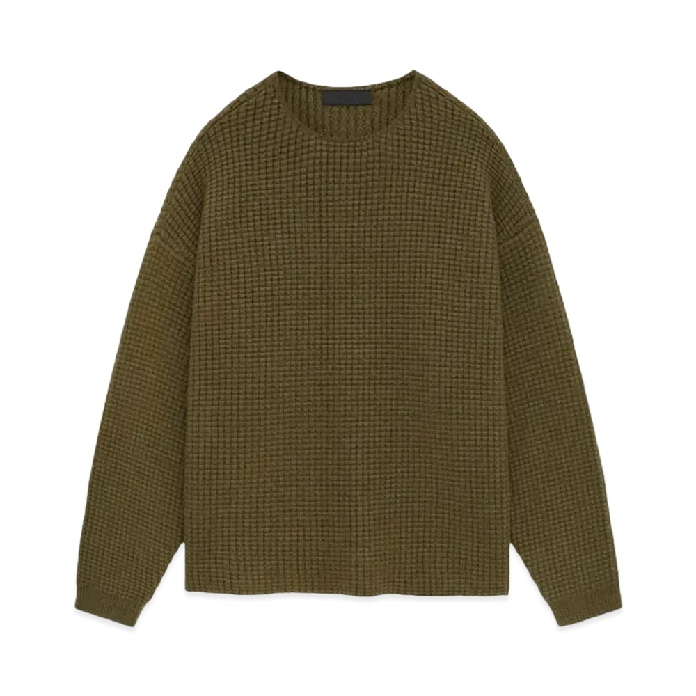 FEAR OF GOD ESSENTIALS Heavy Waffle Crewneck Sweater "Black"
