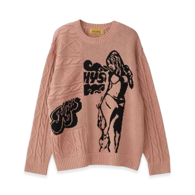 HYSTERIC GLAMOUR Hysteric Times Jacquard Oversized Sweater "Pink"