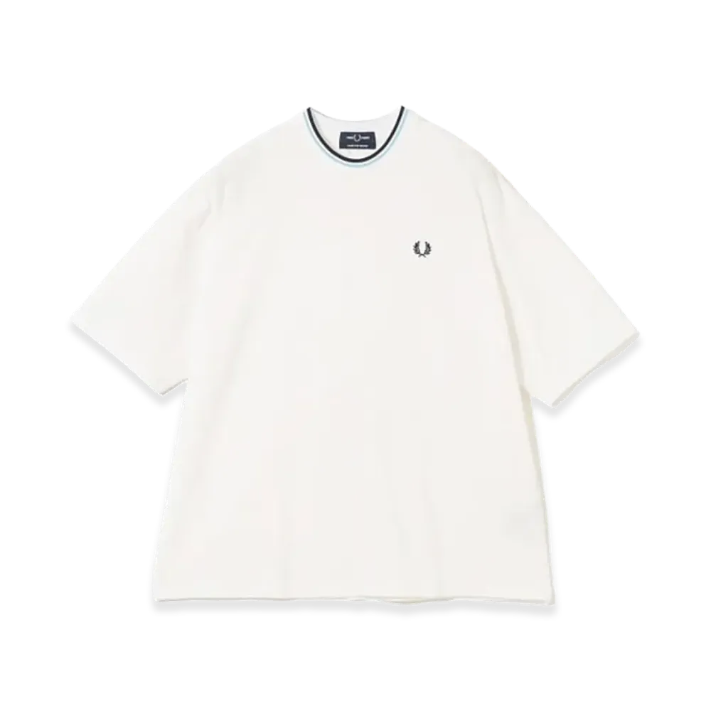 BEAMS x FRED PERRY Exclusive Oversized Tipped Pique T-shirt "White"