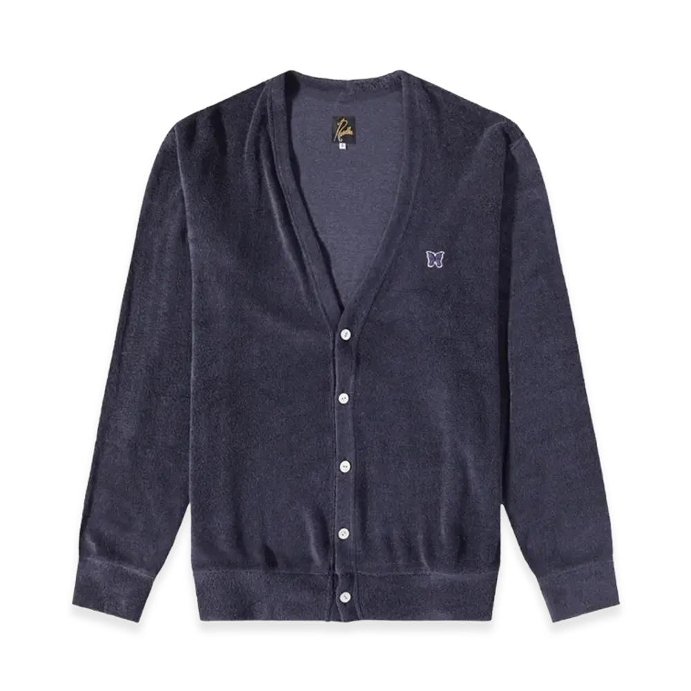NEEDLES V-Neck Cardigan LI/PE Pile Jersey "Navy"