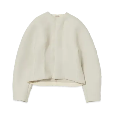 AURALEE Sponge Tropical Wool No Collar Blouson "Ivory"