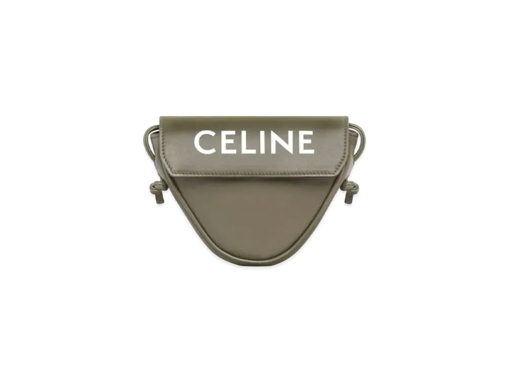 CELINE Mini Triangle In Smooth Calfskin With Celine Print "Dark Olive"
