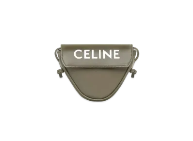 CELINE Mini Triangle In Smooth Calfskin With Celine Print "Dark Olive"