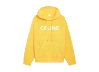 CELINE Sweater With Hood In Ribbed Wool "Mimosa"