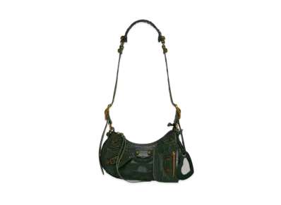 BALENCIAGA Le Cagole XS Shoulder Bag In Extra Supple Crocodile Embossed Calfskin "Green"