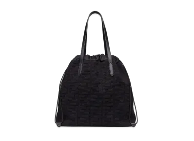 FENDI Drawsting Tote Bag Large Fabric Bag "Black"