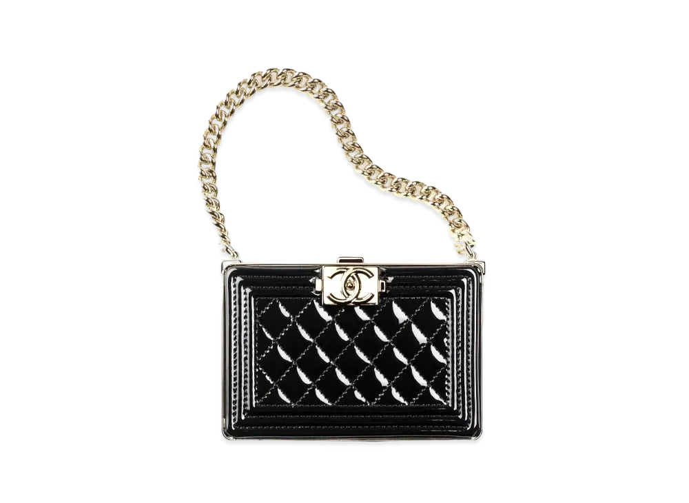 CHANEL Boy Chanel Evening Bag Patent Calfskin "Black"