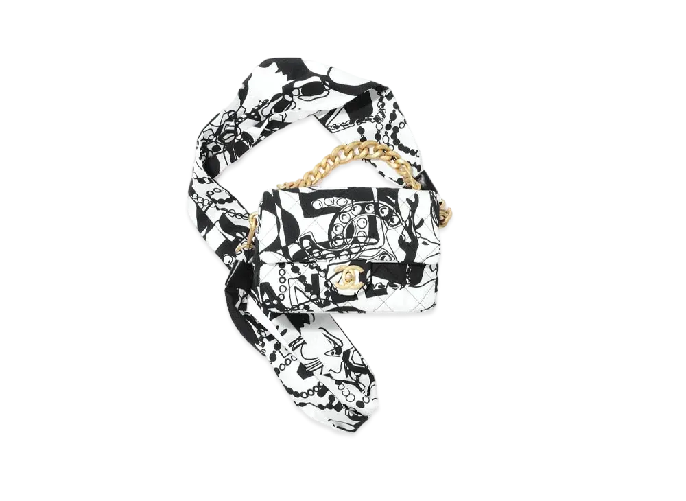 CHANEL Mini Flap Bag Print Fabric "Gray/Black"