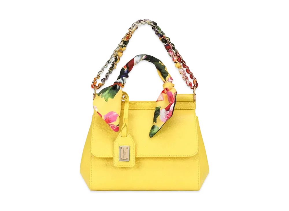 Dolce&Gabbana Sicily Bag Small Dauphine Calfskin Scarf "Yellow"