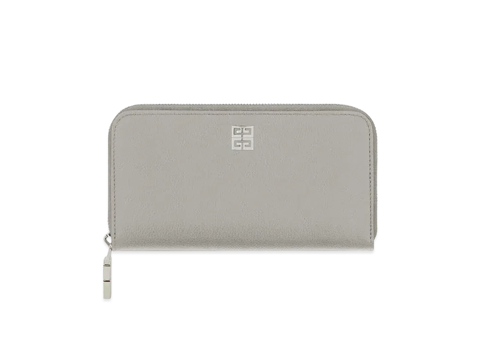 GIVENCHY 4G Long Zipped Wallet In Grained Leather "Gray"