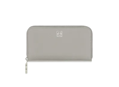 GIVENCHY 4G Long Zipped Wallet In Grained Leather "Gray"