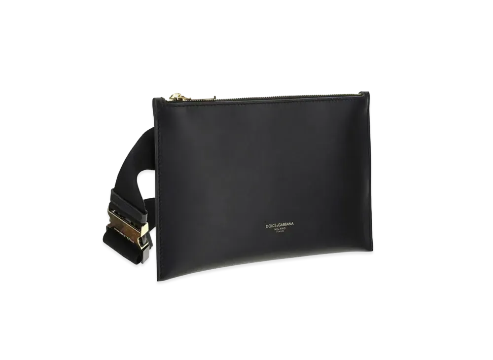 Dolce&Gabbana Mon-Reale Waist Pouch Large Calfskin Brand Logo "Black"