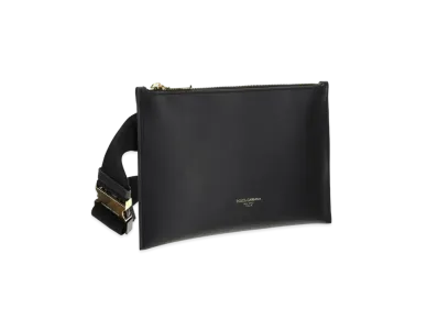Dolce&Gabbana Mon-Reale Waist Pouch Large Calfskin Brand Logo "Black"