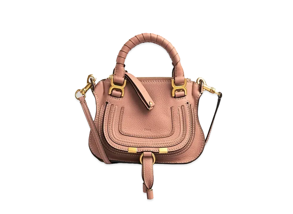 Chloe Marcie Mini Handbag In Small Grain Calfskin "Pink"