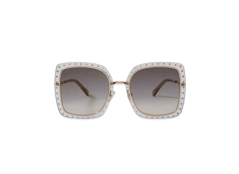 Jimmy Choo Dany Square Frame Sunglasses With Swarovski Crystals "Grey/Gold"