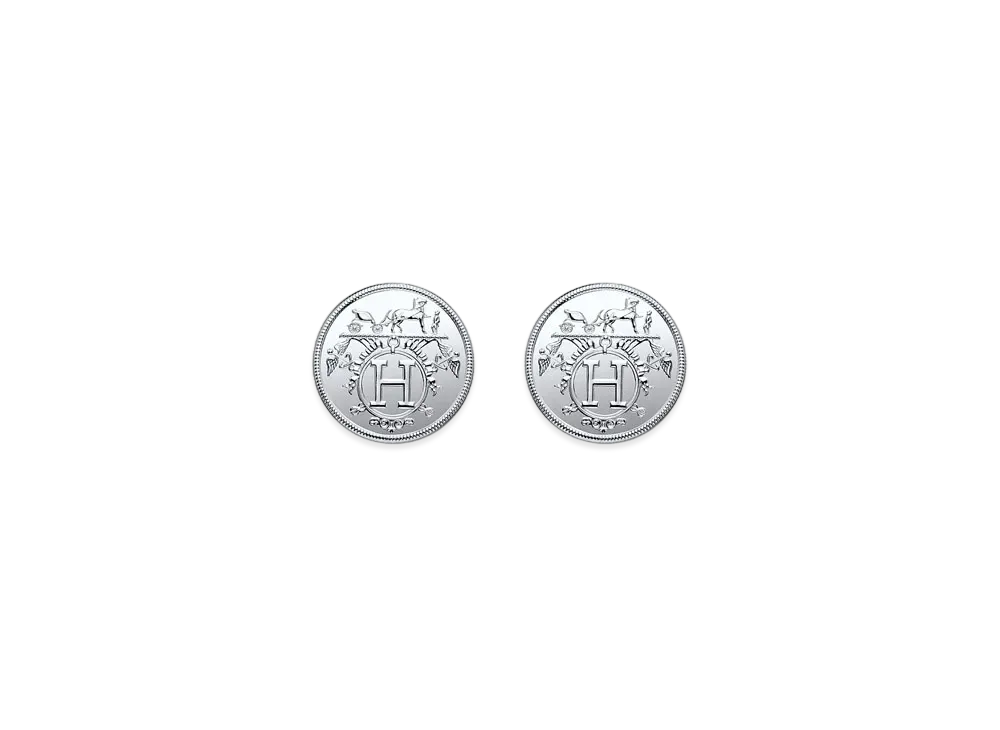 Hermes Ex-Libris Earrings TPM "Silver"